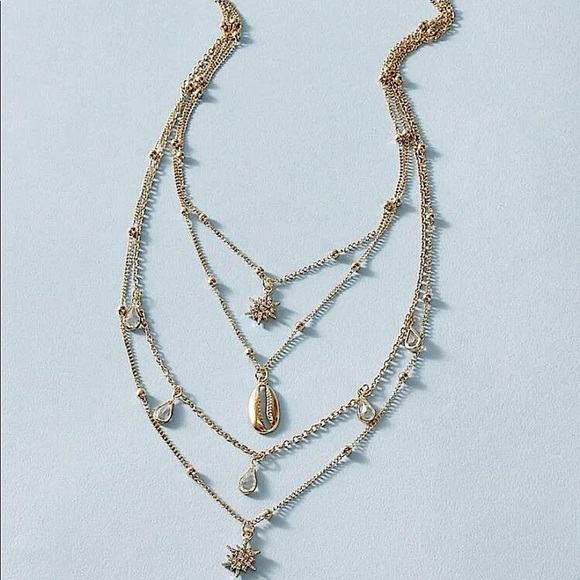 2 FOR $20 NEW MULTI LAYERED STAR SHELL STONE NECKLACE - Picture 3 of 5